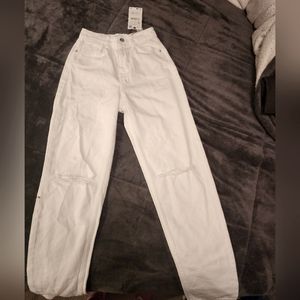 Zara white mom jeans